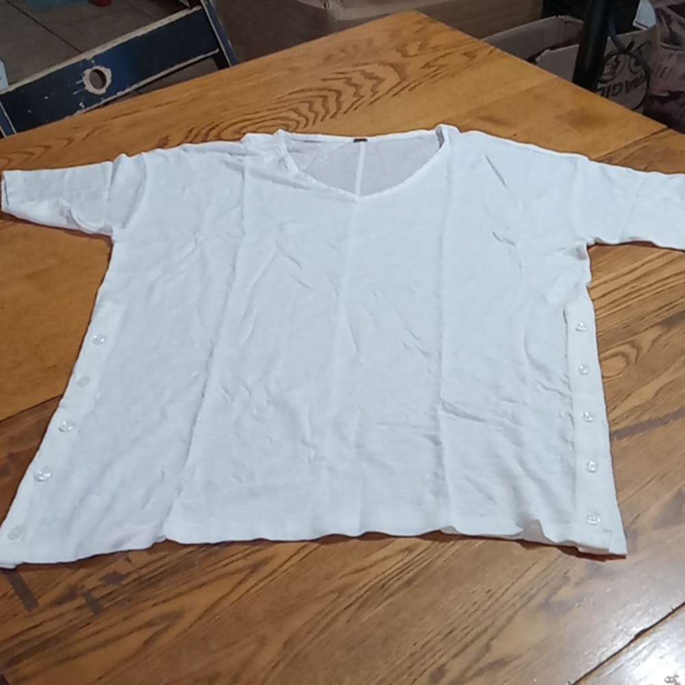 Young Broke & Fabulous SMALL WOMEN Top Shirt White Casual Work Pull Over New
